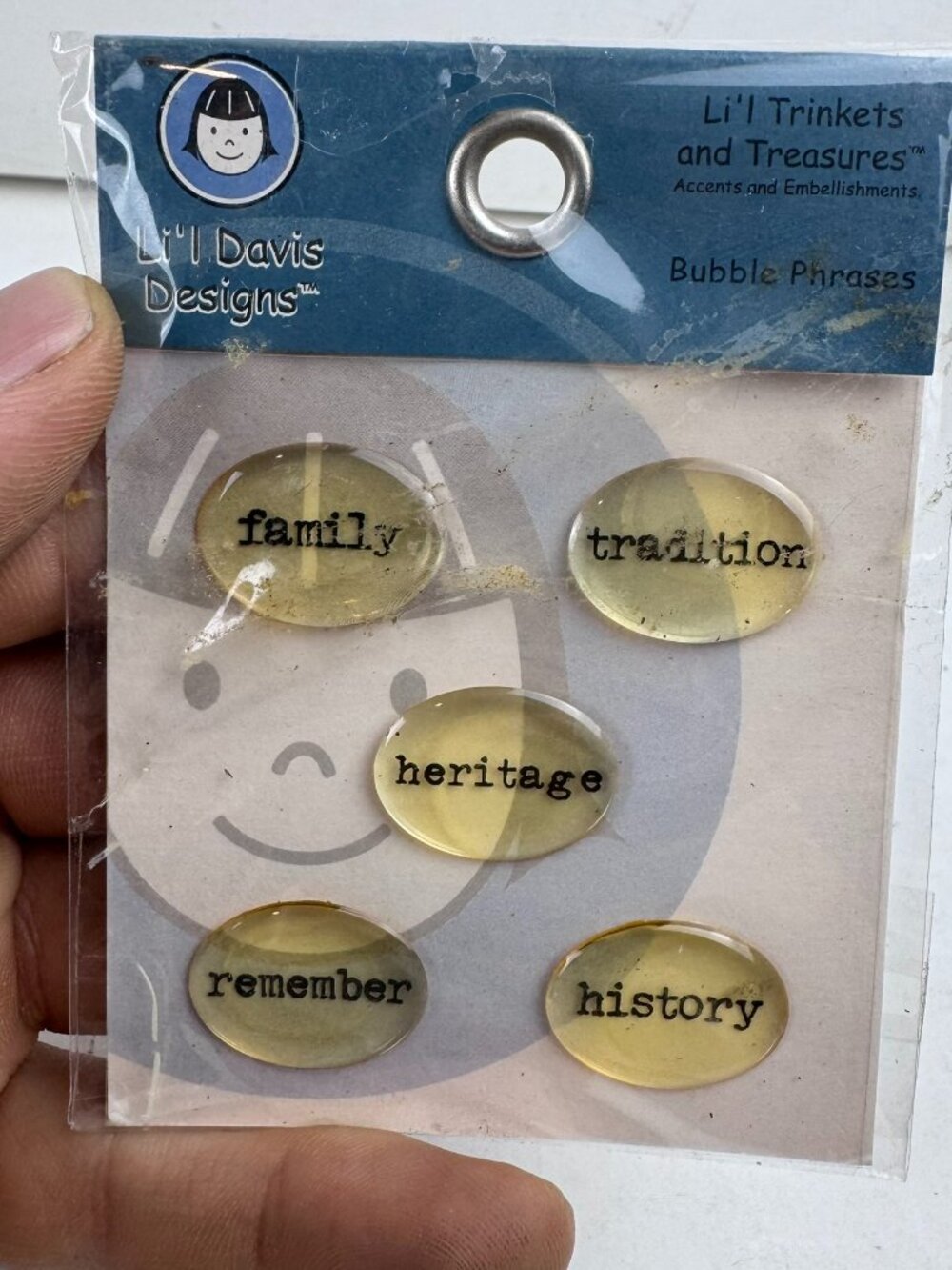 Lil Davis Designs Bubble Phrases Family Scrapbook Embellishments Glass Domes